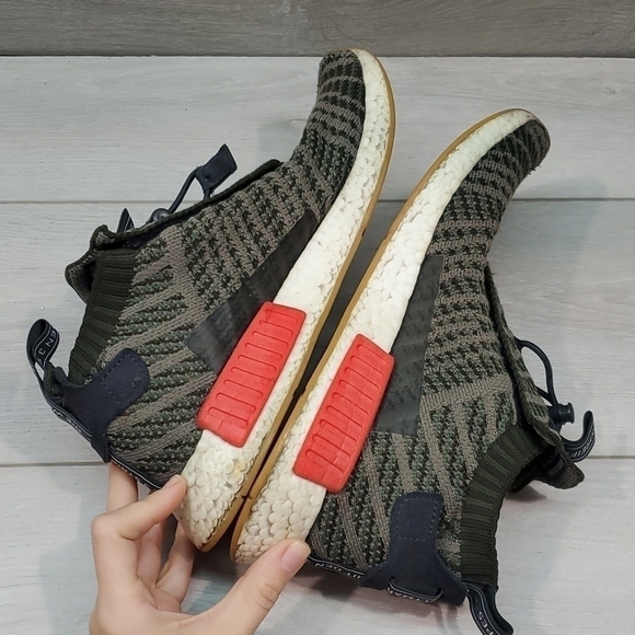 Adidas NMD TS1 Primeknit Shoes Night Cargo Base Green Black Sneakers Men Sz 9.5 main image 12